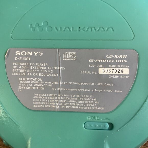 Sony CD Walkman D-EJ001 Portable CD Player Aqua Blue And White, Tested, USED - Picture 4 of 7